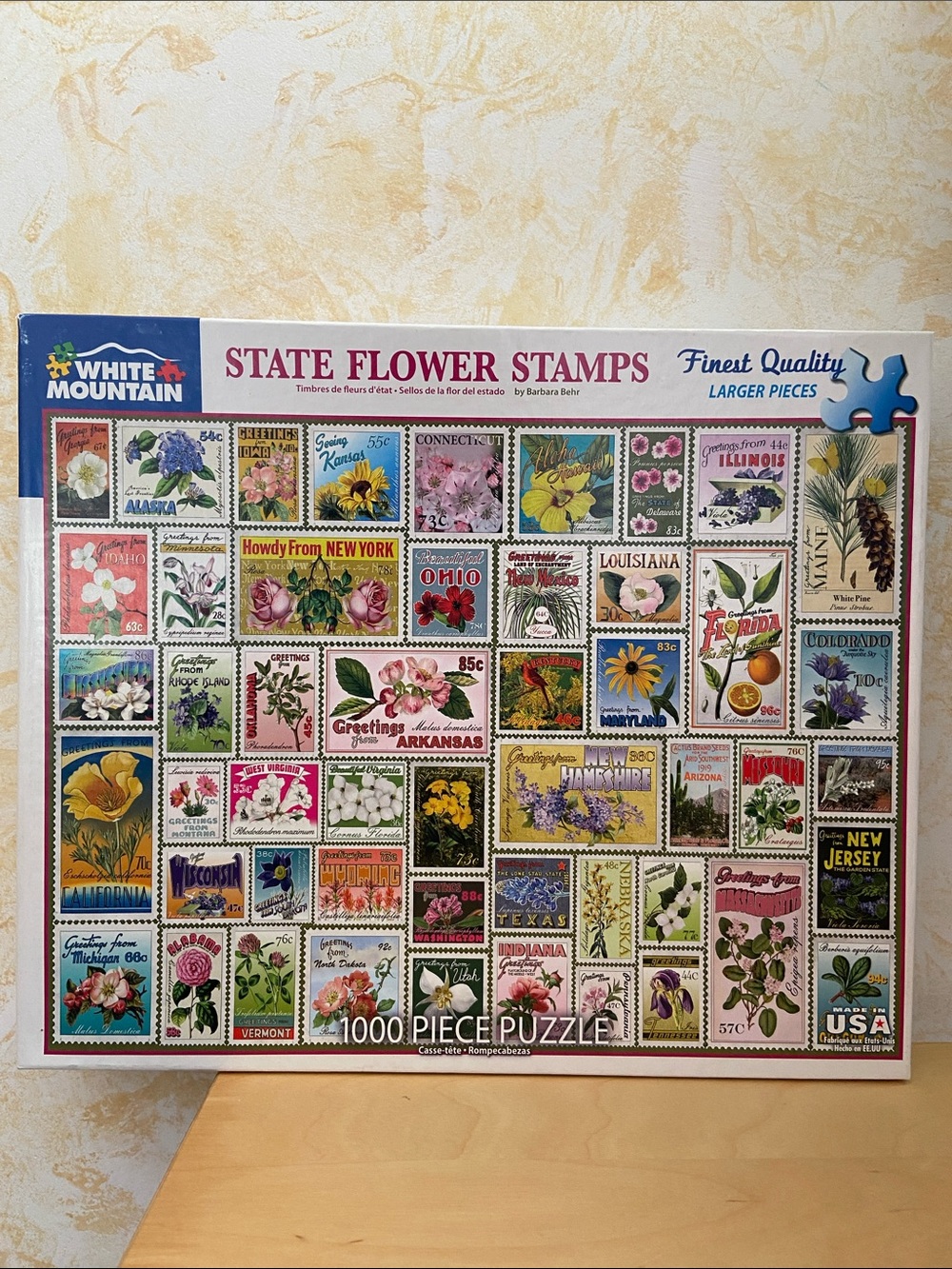 White Mountain State Flower Stamps - 1000 Piece Puzzle